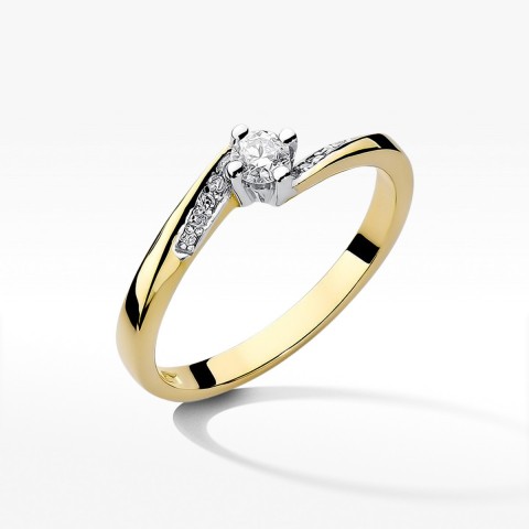 Pierścionek z żółtego złota z diamentami  - próba 585 0,19CT W-262A