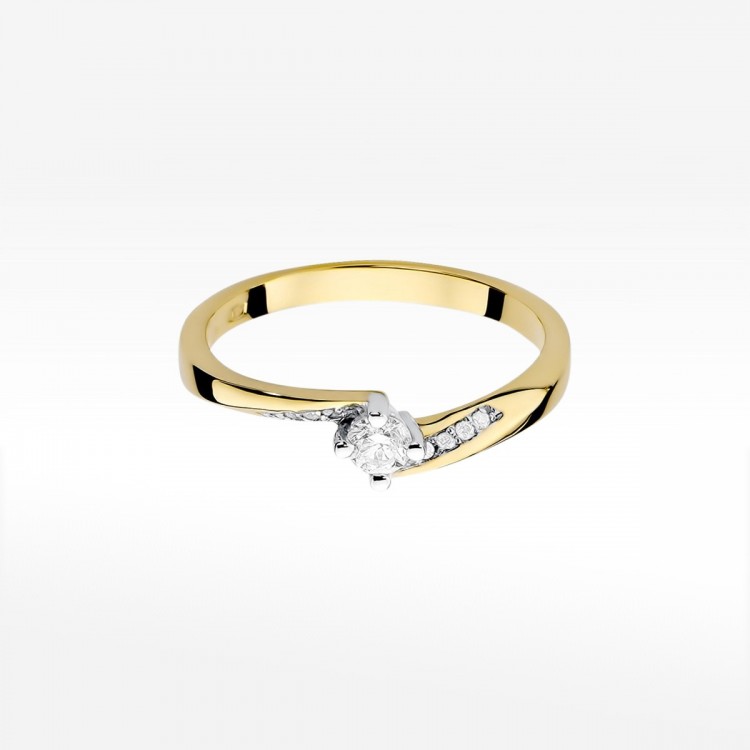 Pierścionek z żółtego złota z diamentami  - próba 585 0,19CT W-262A