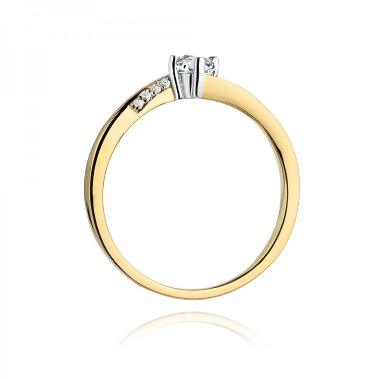 Pierścionek z żółtego złota z diamentami  - próba 585 0,19CT W-262A