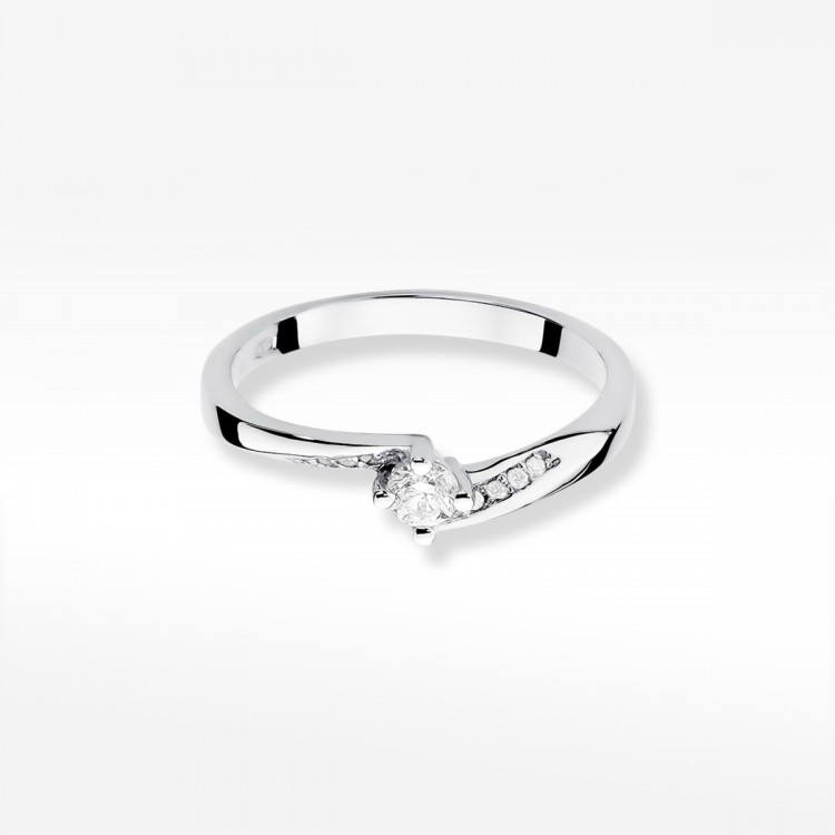 Pierścionek z białego złota z diamentami  - próba 585 0,19CT W-262B