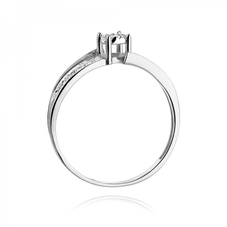 Pierścionek z białego złota z diamentami  - próba 585 0,10CT W-269B