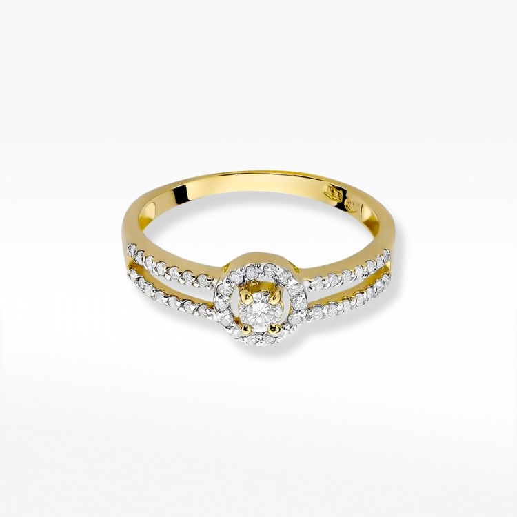 Pierścionek z żółtego złota z diamentami  - próba 585 0,31CT W-272A