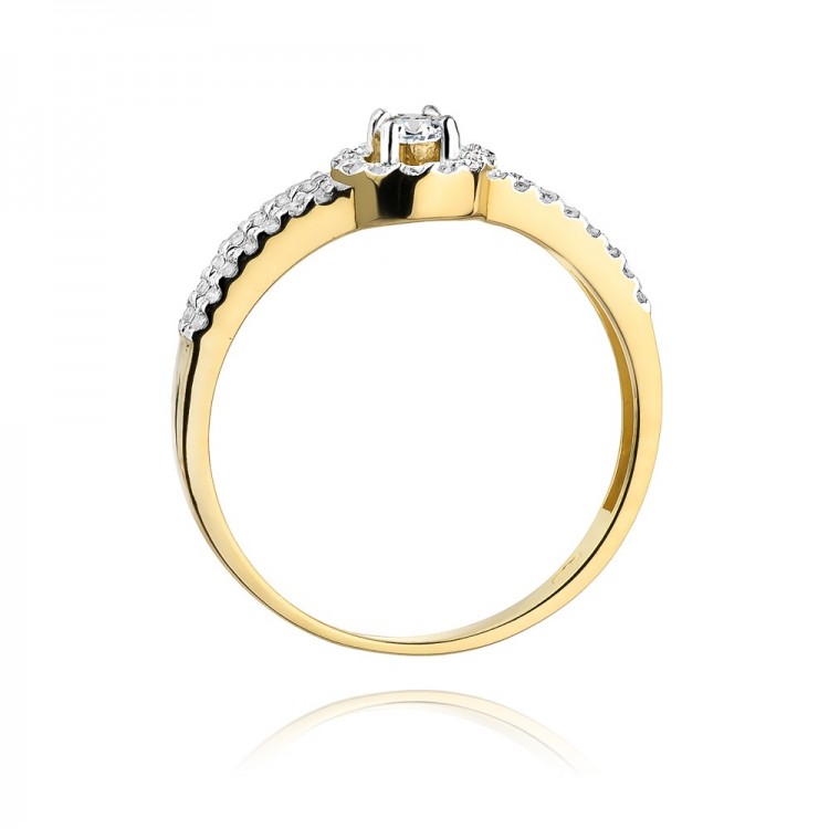 Pierścionek z żółtego złota z diamentami  - próba 585 0,31CT W-272A
