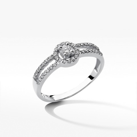 Pierścionek z białego złota z diamentami  - próba 585 0,31CT W-272B