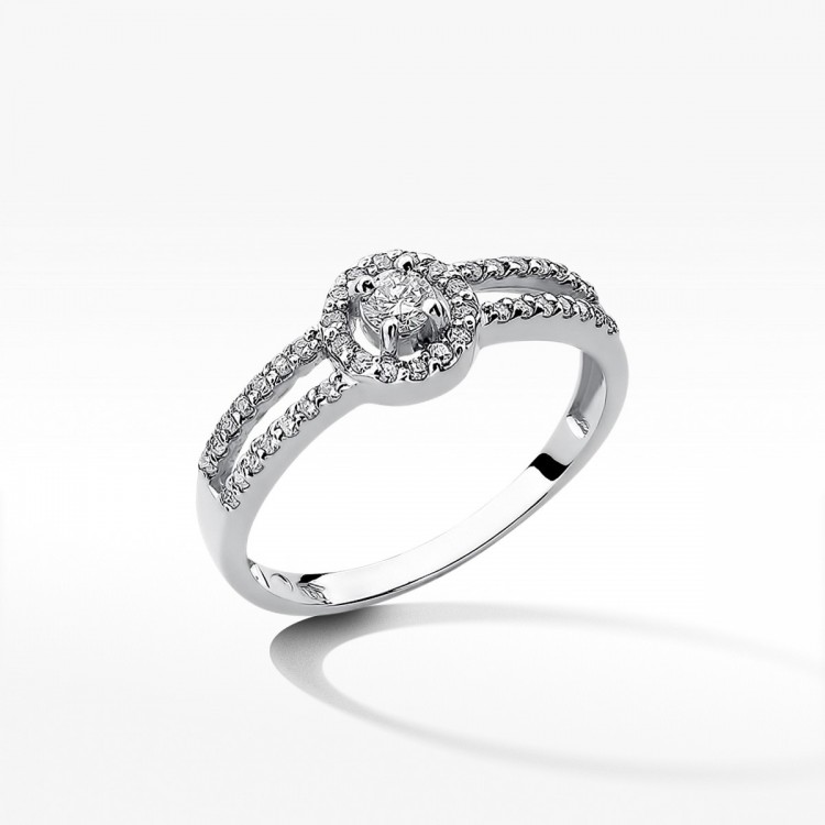 Pierścionek z białego złota z diamentami  - próba 585 0,31CT W-272B
