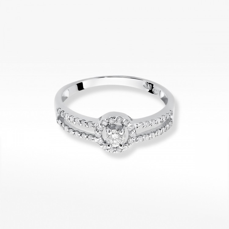 Pierścionek z białego złota z diamentami  - próba 585 0,31CT W-272B