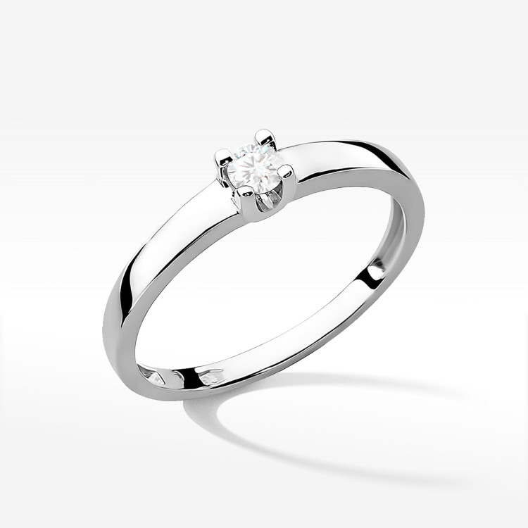 Pierścionek z białego złota z diamentem - próba 585 0,10CT W-225B