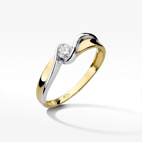 Pierścionek z żółtego złota z diamentem - próba 585 0,15CT W-278A