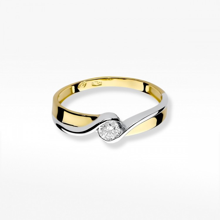 Pierścionek z żółtego złota z diamentem - próba 585 0,15CT W-278A