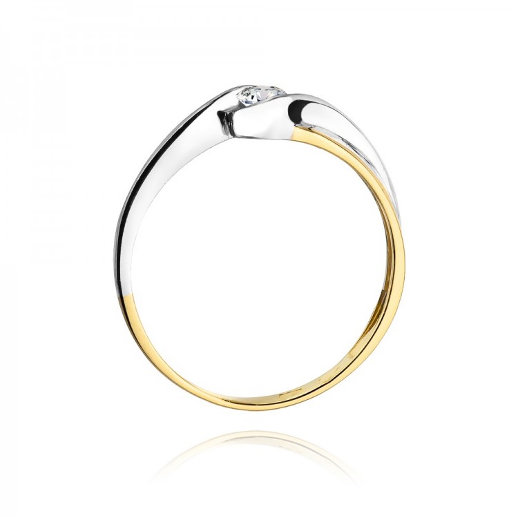 Pierścionek z żółtego złota z diamentem - próba 585 0,15CT W-278A