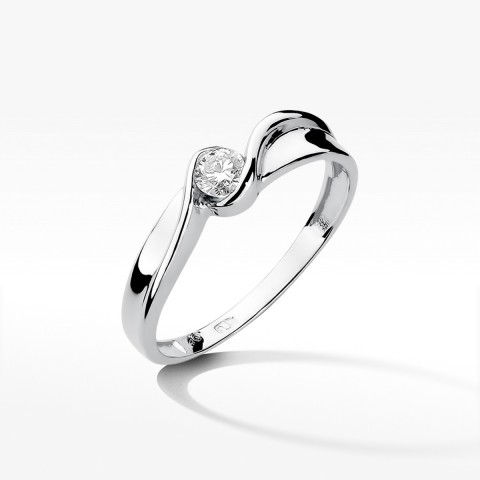 Pierścionek z białego złota z diamentem - próba 585 0,15CT W-278B