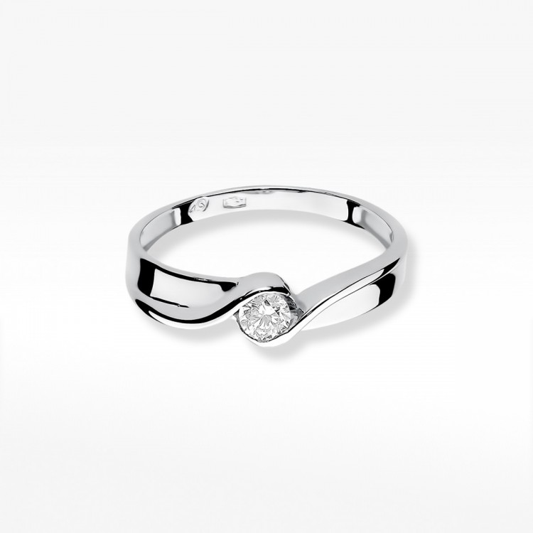 Pierścionek z białego złota z diamentem - próba 585 0,15CT W-278B