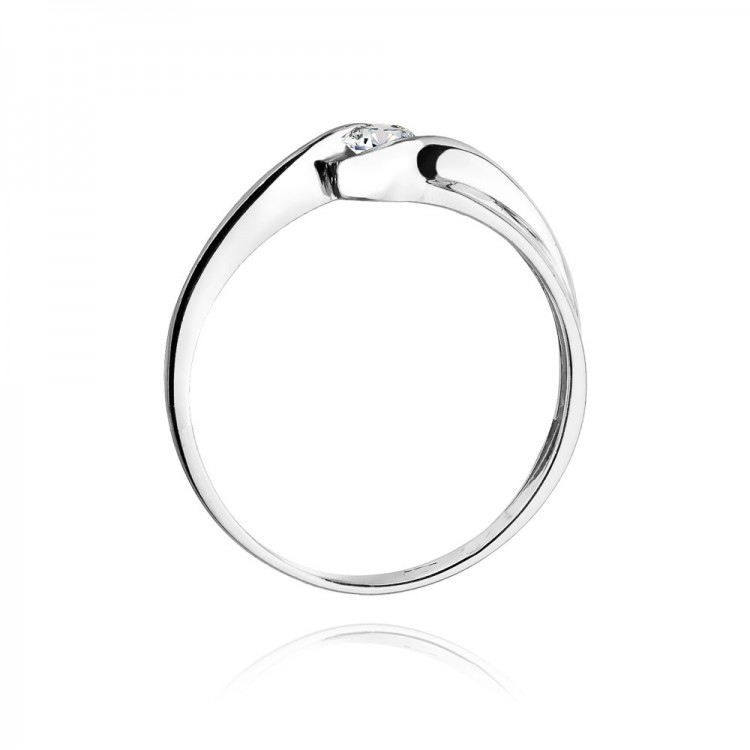 Pierścionek z białego złota z diamentem - próba 585 0,15CT W-278B