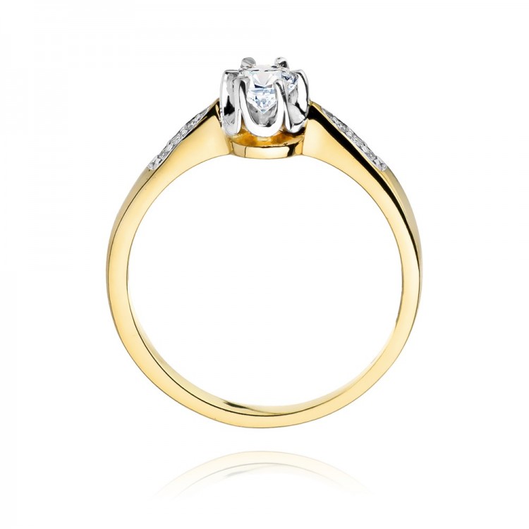 Pierścionek z żółtego złota z diamentami  - próba 585 0,25CT W-291A