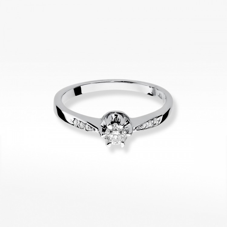 Pierścionek z białego złota z diamentami  - próba 585 0,25CT W-291B