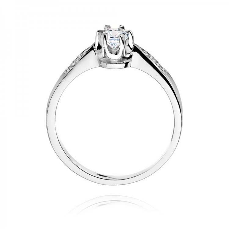 Pierścionek z białego złota z diamentami  - próba 585 0,25CT W-291B