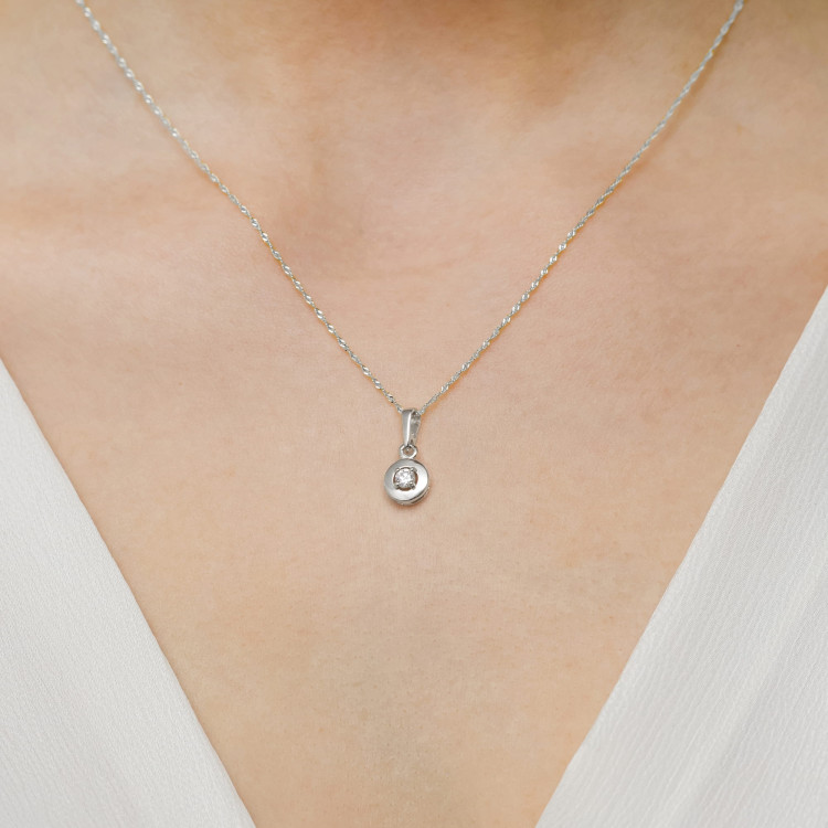Zawieszka z białego złota z diamentem - próba 585 0,10CT Z-045B