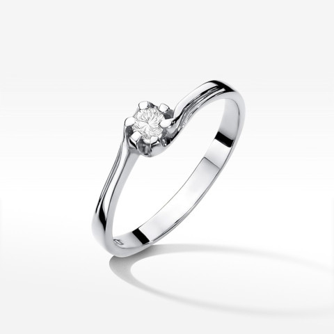 Pierścionek z białego złota z diamentem - próba 585 0,10CT PV-223B