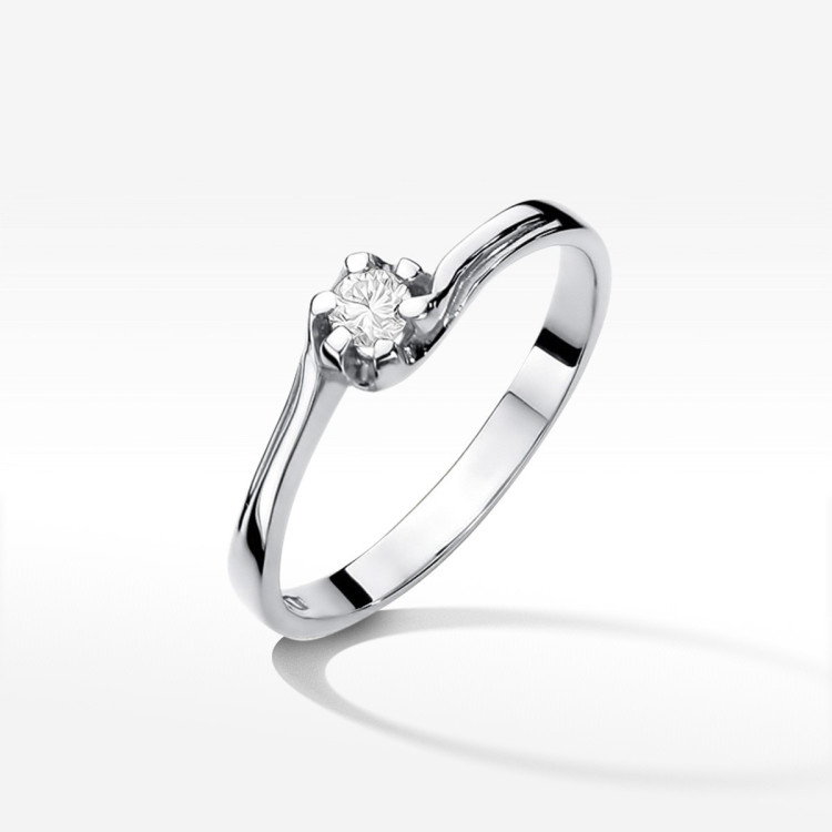 Pierścionek z białego złota z diamentem - próba 585 0,10CT PV-223B