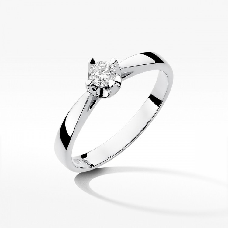 Pierścionek z białego złota z diamentem - próba 585 0,20CT W-293B
