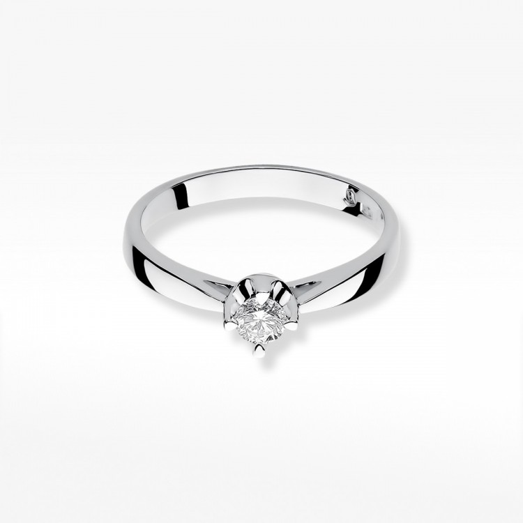 Pierścionek z białego złota z diamentem - próba 585 0,20CT W-293B