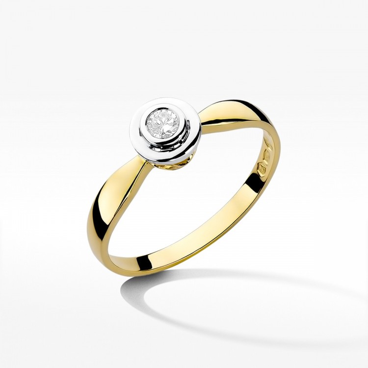 Pierścionek z żółtego złota z diamentem - próba 585 0,10CT W-294A 0.10ct