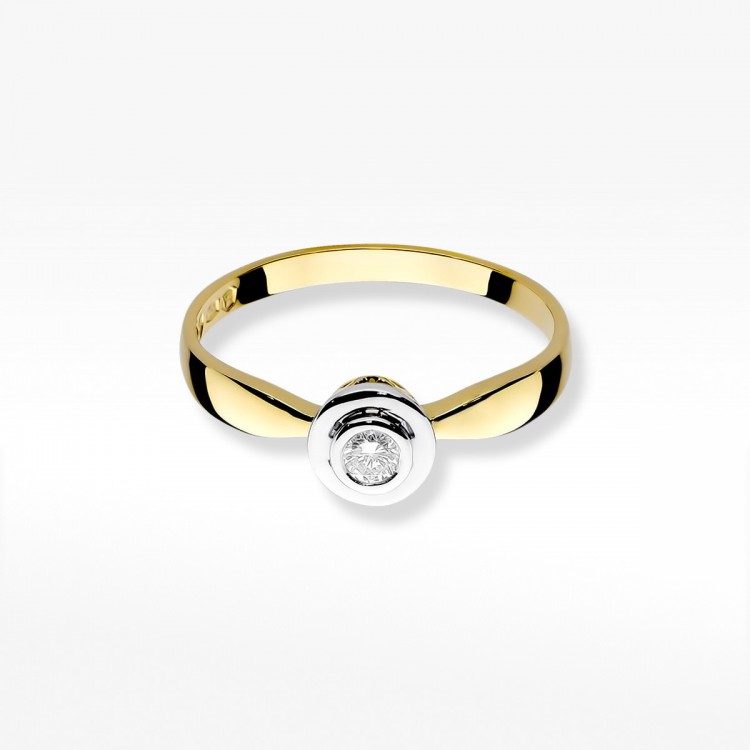 Pierścionek z żółtego złota z diamentem - próba 585 0,10CT W-294A 0.10ct