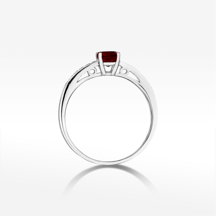 Pierścionek z białego złota z granatem - próba 585 0,65CT PV-057BGR
