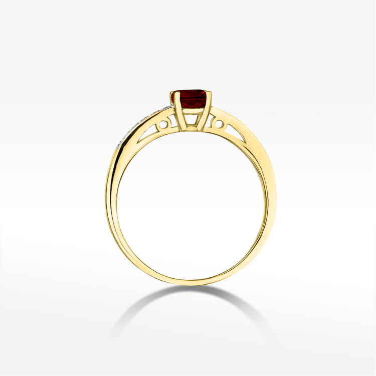 Pierścionek z żółtego złota z granatem - próba 585 0,65CT PV-057AGR