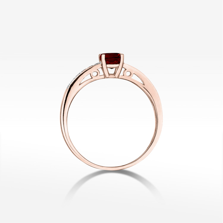 Pierścionek z różowego złota z granatem - próba 585 0,65CT PV-057CGR