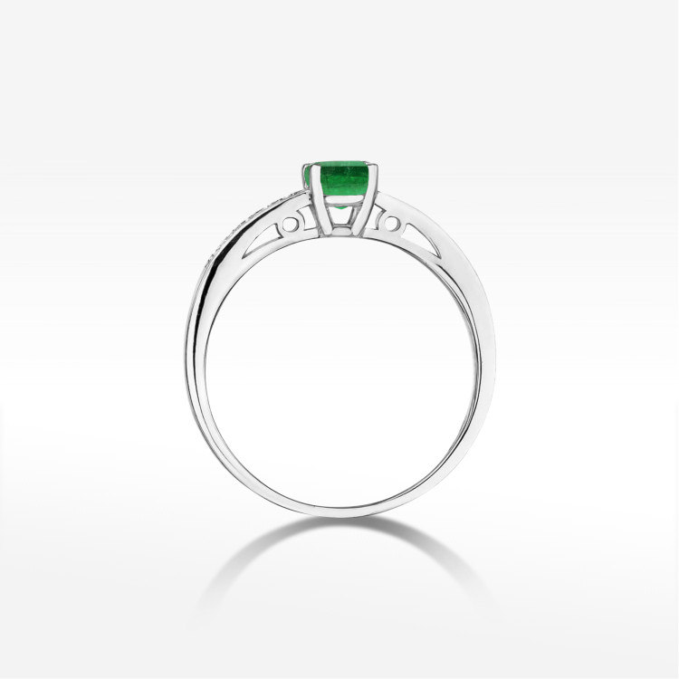 Pierścionek z białego złota ze szmaragdem - próba 585 0,55CT PV-057BSZ