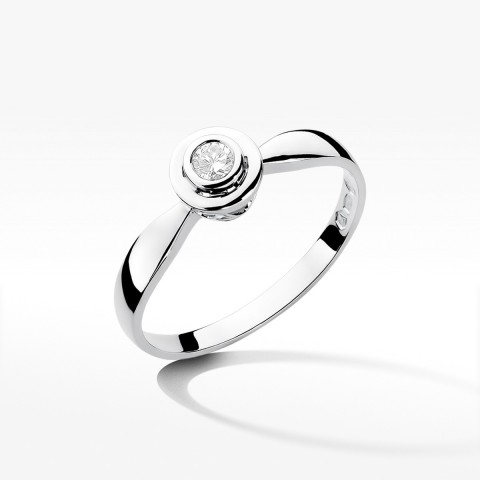 Pierścionek z białego złota z diamentem - próba 585 0,10CT W-294B 0.10ct