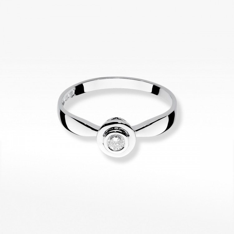 Pierścionek z białego złota z diamentem - próba 585 0,10CT W-294B 0.10ct