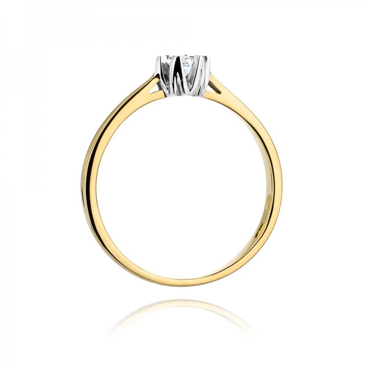 Pierścionek z żółtego złota z diamentem - próba 585 0,12CT PV-268A