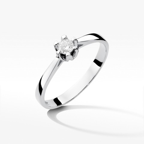 Pierścionek z białego złota z diamentem - próba 585 0,12CT PV-268B