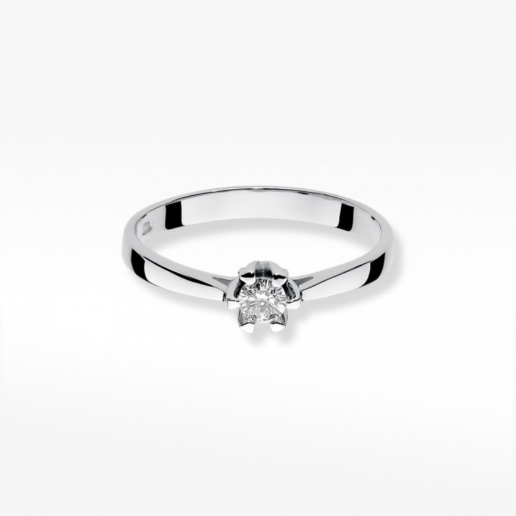 Pierścionek z białego złota z diamentem - próba 585 0,12CT PV-268B