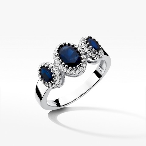 Pierścionek z białego złota z szafirem - próba 585 1,14CT W-309BS