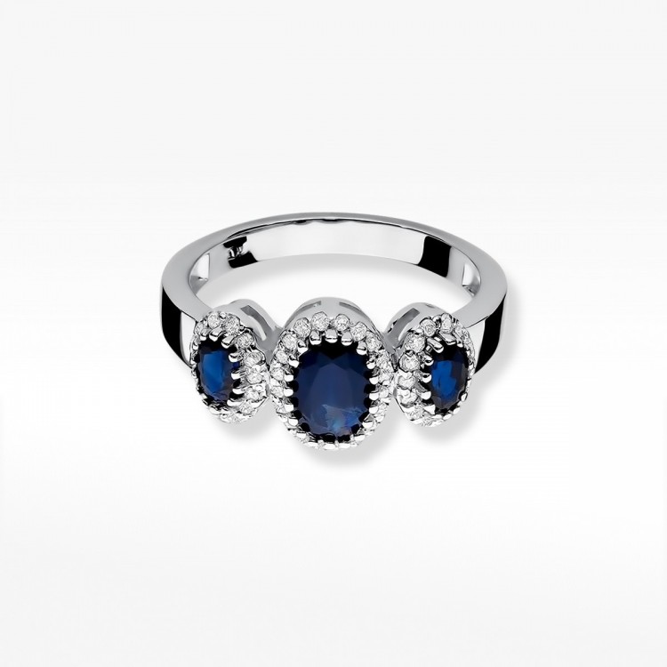 Pierścionek z białego złota z szafirem - próba 585 1,14CT W-309BS