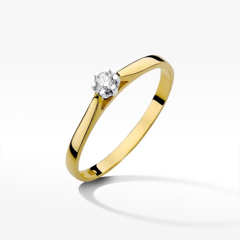 Pierścionek z żółtego złota z diamentem - próba 585 0,10CT W-311A