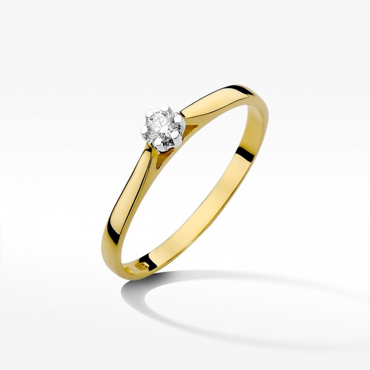 Pierścionek z żółtego złota z diamentem - próba 585 0,10CT W-311A