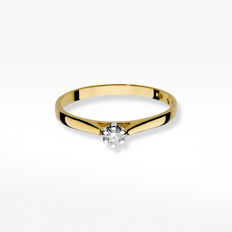 Pierścionek z żółtego złota z diamentem - próba 585 0,10CT W-311A