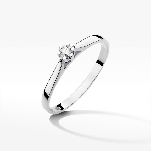 Pierścionek z białego złota z diamentem - próba 585 0,10CT W-311B