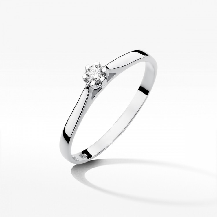 Pierścionek z białego złota z diamentem - próba 585 0,10CT W-311B
