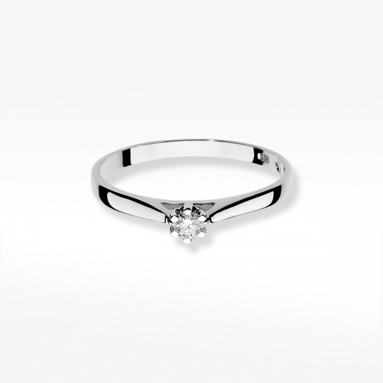 Pierścionek z białego złota z diamentem - próba 585 0,10CT W-311B