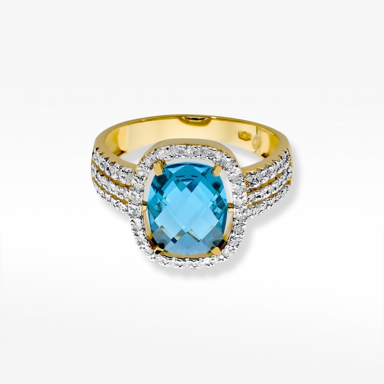 Pierścionek z żółtego złota z topazem Swiss - próba 585 3,315CT W-313AT