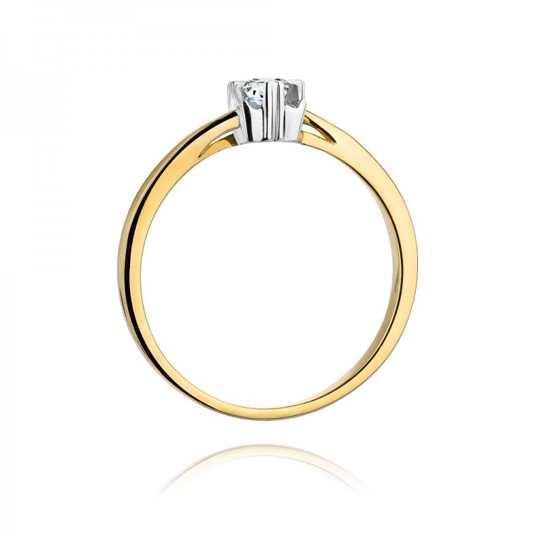 Pierścionek z żółtego złota z diamentem - próba 585 0,10CT W-318A