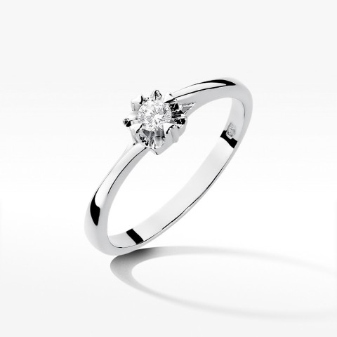 Pierścionek z białego złota z diamentem - próba 585 0,10CT W-318B
