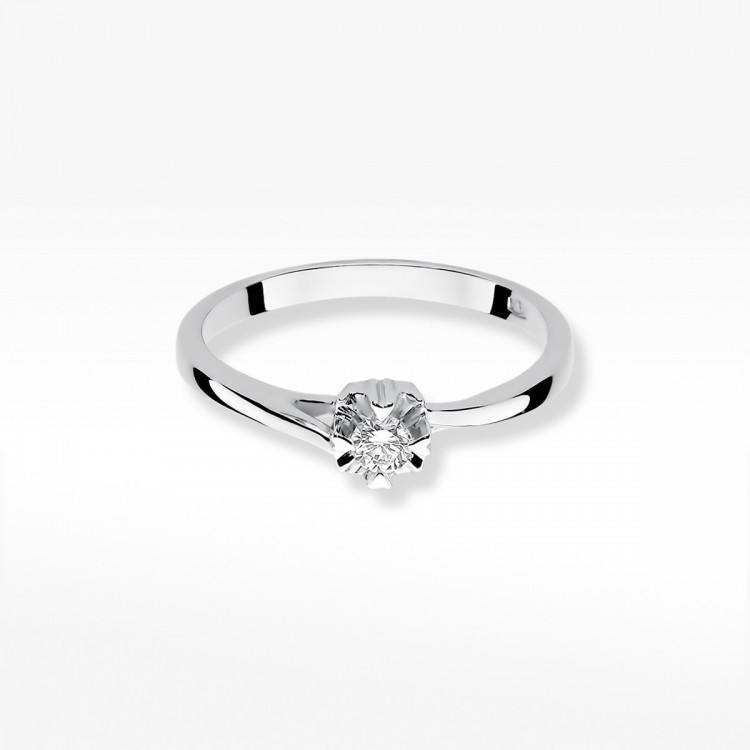 Pierścionek z białego złota z diamentem - próba 585 0,10CT W-318B