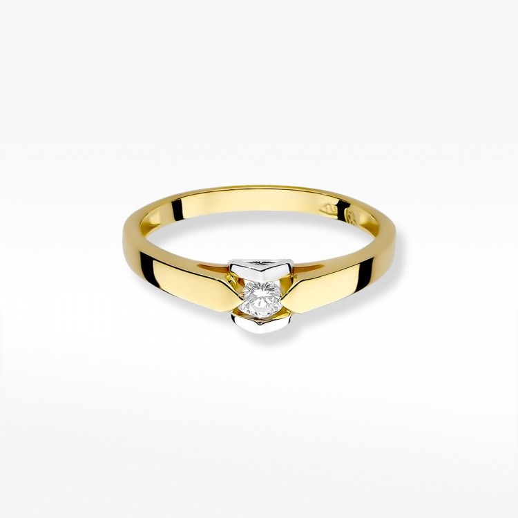 Pierścionek z żółtego złota z diamentem - próba 585 0,09CT W-320A