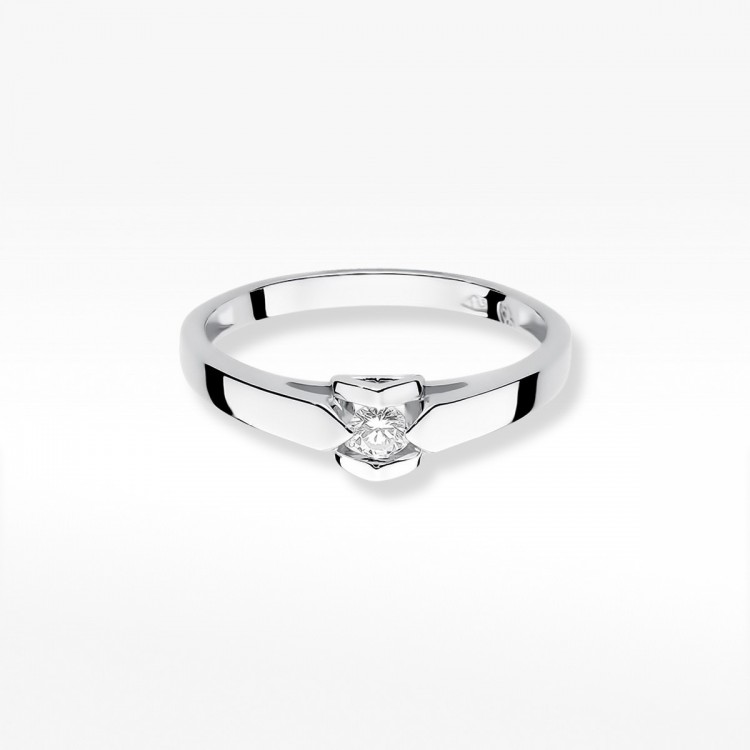 Pierścionek z białego złota z diamentem - próba 585 0,09CT W-320B
